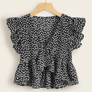 shein black and white blouse